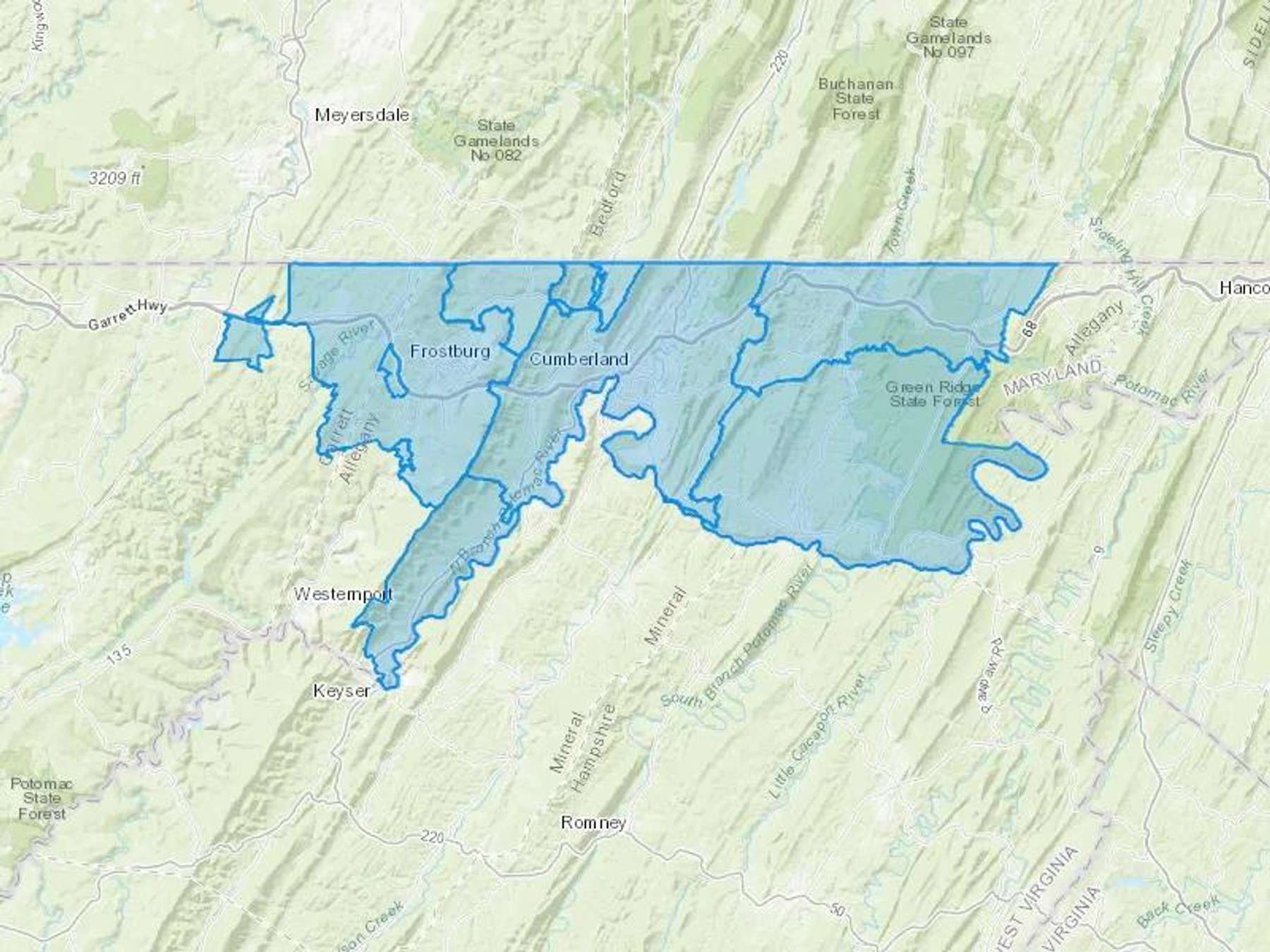 Willison Oil Inc Cash Heating Oil Delivery Map Map With The Willison Oil Inc Heating Oil Delivery Area Shaded In Blue