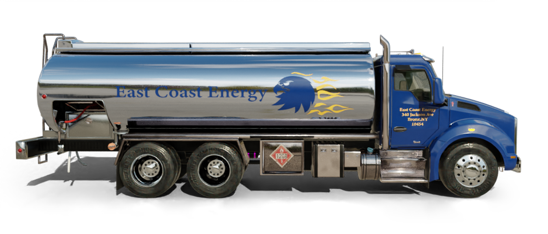 Allyn NY Heating Oil Truck Allyn NY residential home heating oil truck parked in a driveway in Bethpage, Long Island, New York delivering fuel oil.