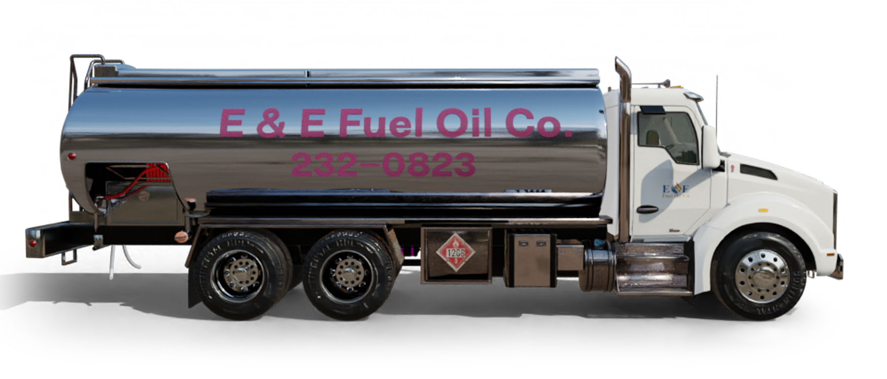 Patriot Petroleum Heating Oil Truck Patriot Petroleum residential home heating oil truck at an itersection with a historic gas station in Yaphank, Long Island, New York delivering fuel oil.