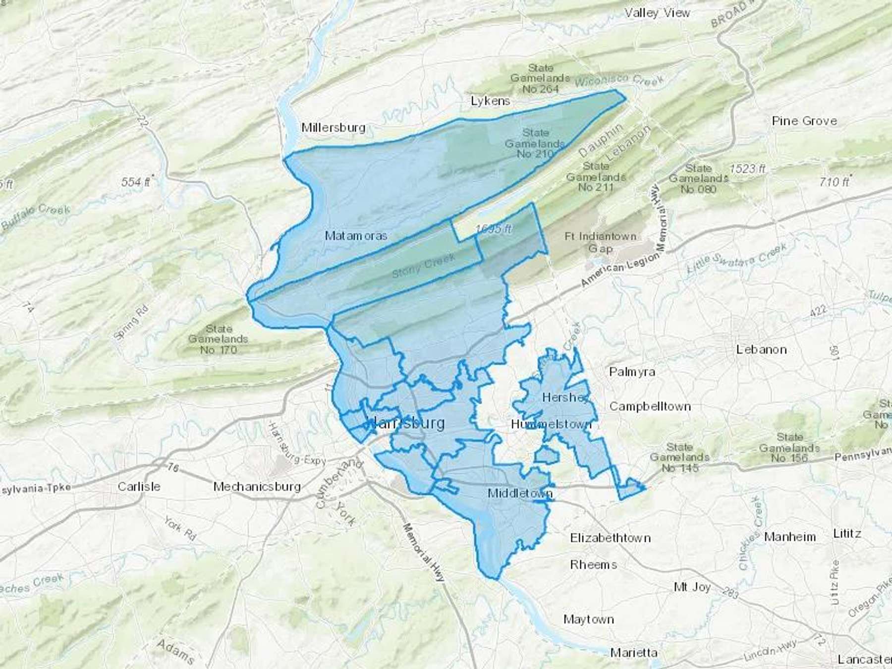 E & E Fuel Oil LLC Cash Heating Oil Delivery Map Map With The E & E Fuel Oil LLC Heating Oil Delivery Area Shaded In Blue