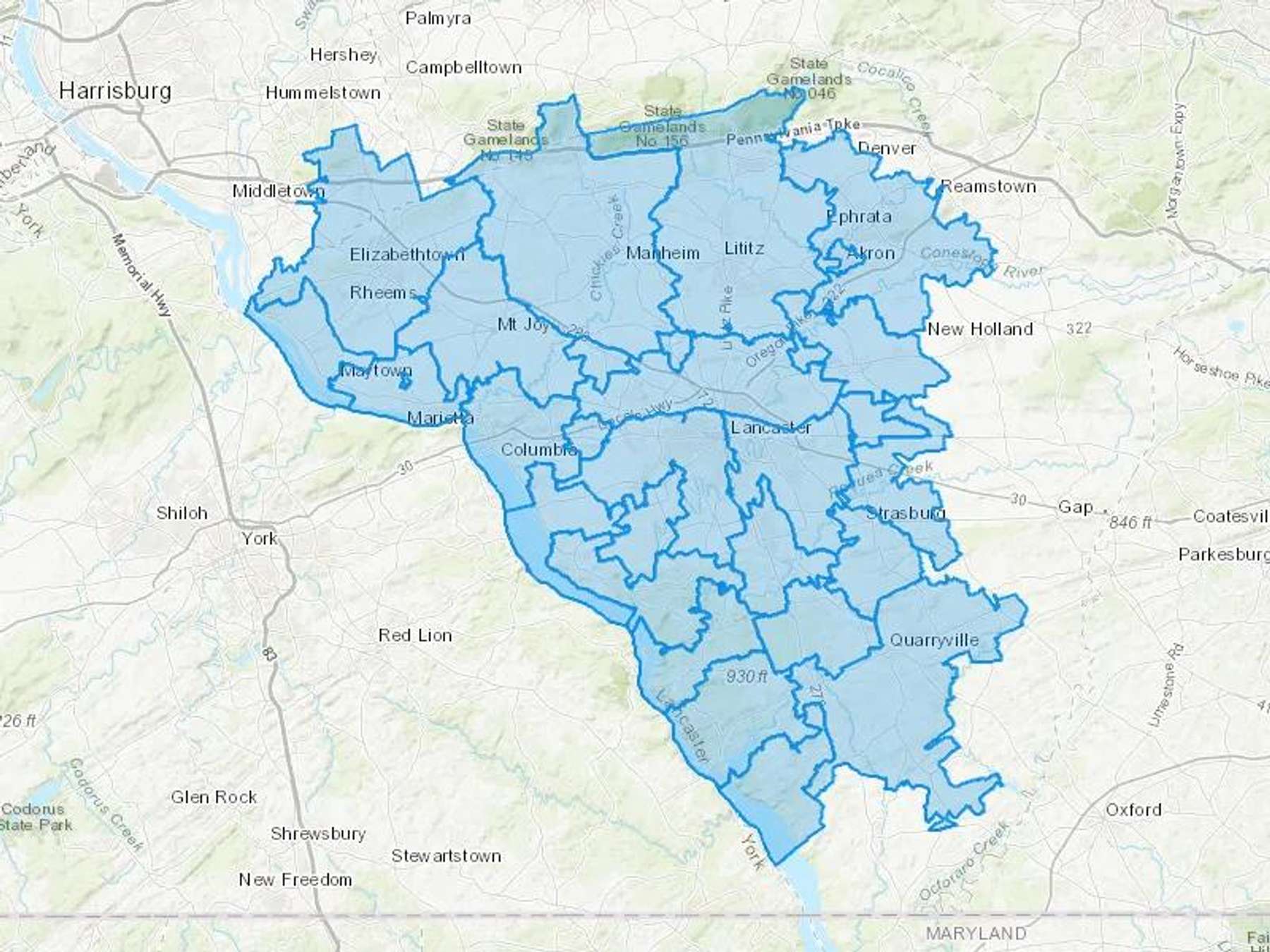 Town & Country Fuel LLC Cash Heating Oil Delivery Map Map With The Town & Country Fuel LLC Heating Oil Delivery Area Shaded In Blue
