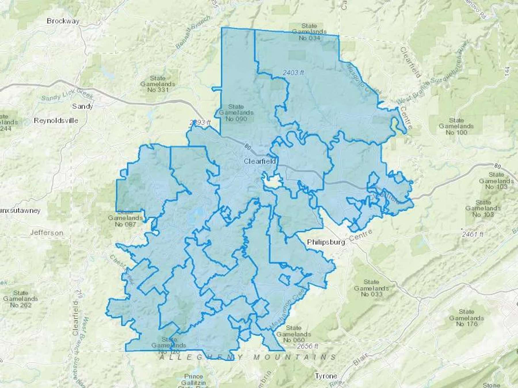 Rusty's Oil & Propane Cash Heating Oil Delivery Map Map With The Rusty's Oil & Propane Heating Oil Delivery Area Shaded In Blue