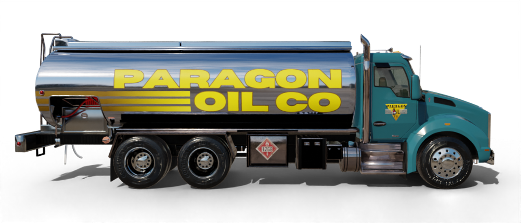 East Moriches Fuel Heating Oil Truck East Moriches Fuel residential home heating oil truck with a white clapboard building that houses the EMT center in East Moriches, Long Island, New York delivering fuel oil.