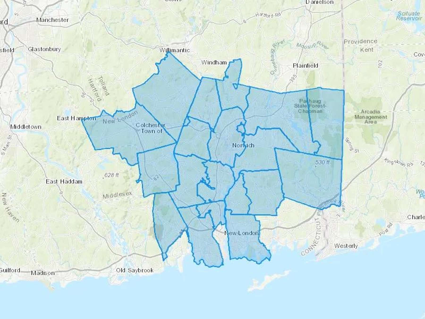 Value Oil Co LLC Cash Heating Oil Delivery Map Map With The Value Oil Co LLC Heating Oil Delivery Area Shaded In Blue