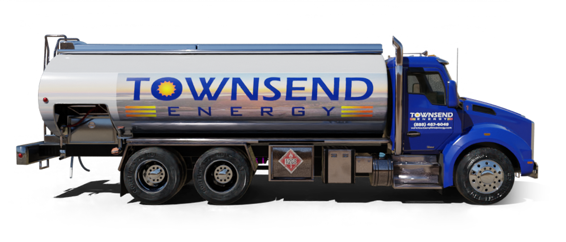 Blue Flame Fuel Heating Oil Truck Blue Flame Fuel residential home heating oil truck in front of the middle school in Shirley, Long Island, New York delivering fuel oil.