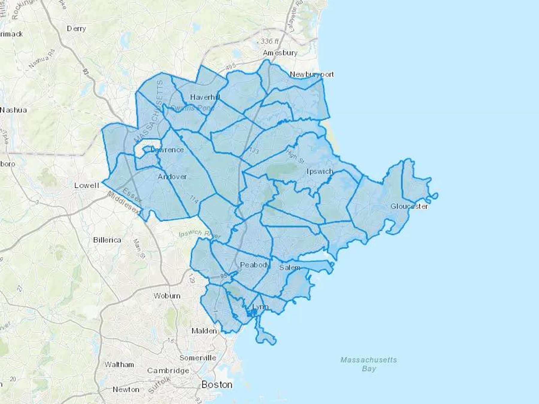 Townsend Energy Cash Heating Oil Delivery Map Map With The Townsend Energy Heating Oil Delivery Area Shaded In Blue