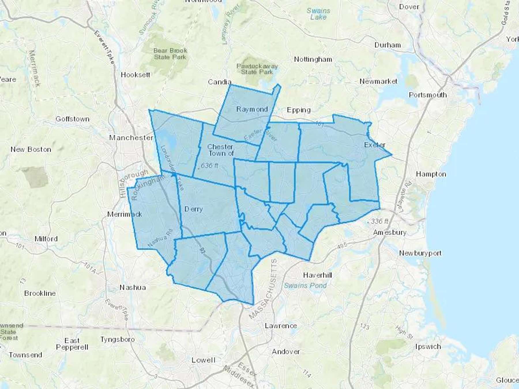 B & H Oil Co Cash Heating Oil Delivery Map Map With The B & H Oil Co Heating Oil Delivery Area Shaded In Blue