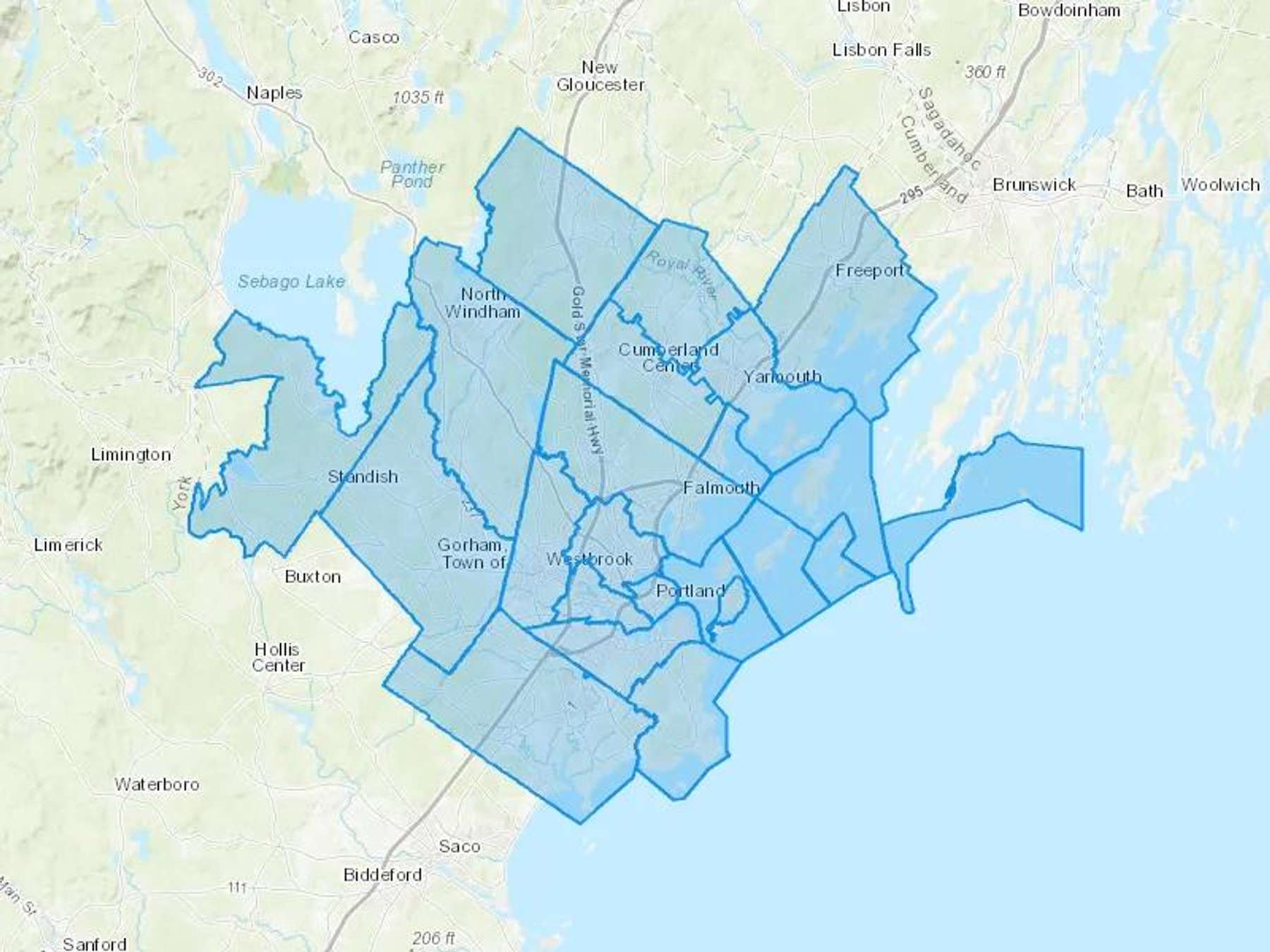 DownEast Energy Cash Heating Oil Delivery Map Map With The DownEast Energy Heating Oil Delivery Area Shaded In Blue