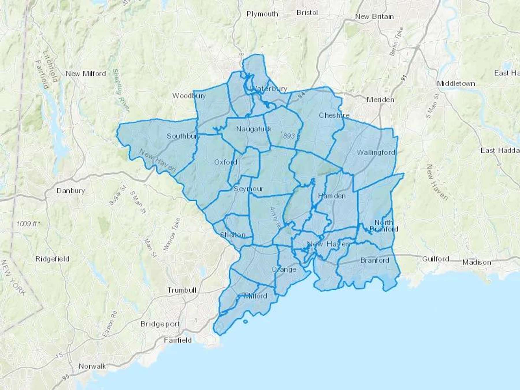 Jaworski Fuel Services LLC Cash Heating Oil Delivery Map Map With The Jaworski Fuel Services LLC Heating Oil Delivery Area Shaded In Blue