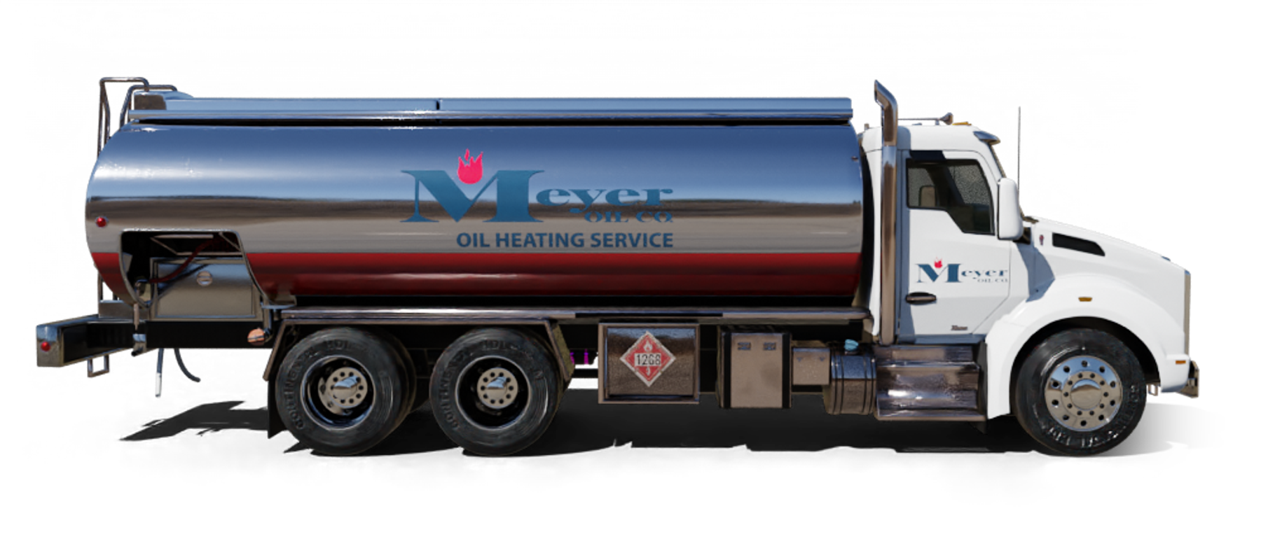 John's Fuel Heating Oil Truck  John's Fuel residential home heating oil truck on a road adjacent to a brick building in Holtsville, Long Island, New York delivering fuel oil.