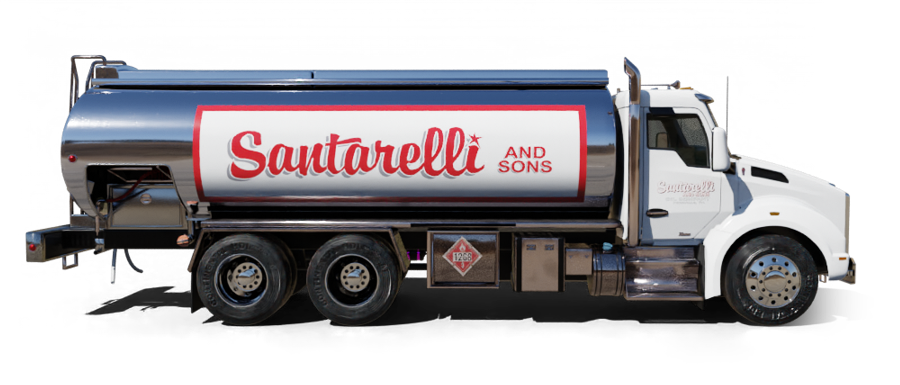 Patriot Petroleum Heating Oil Truck Patriot Petroleum residential home heating oil truck at an itersection with a historic gas station in Yaphank, Long Island, New York delivering fuel oil.