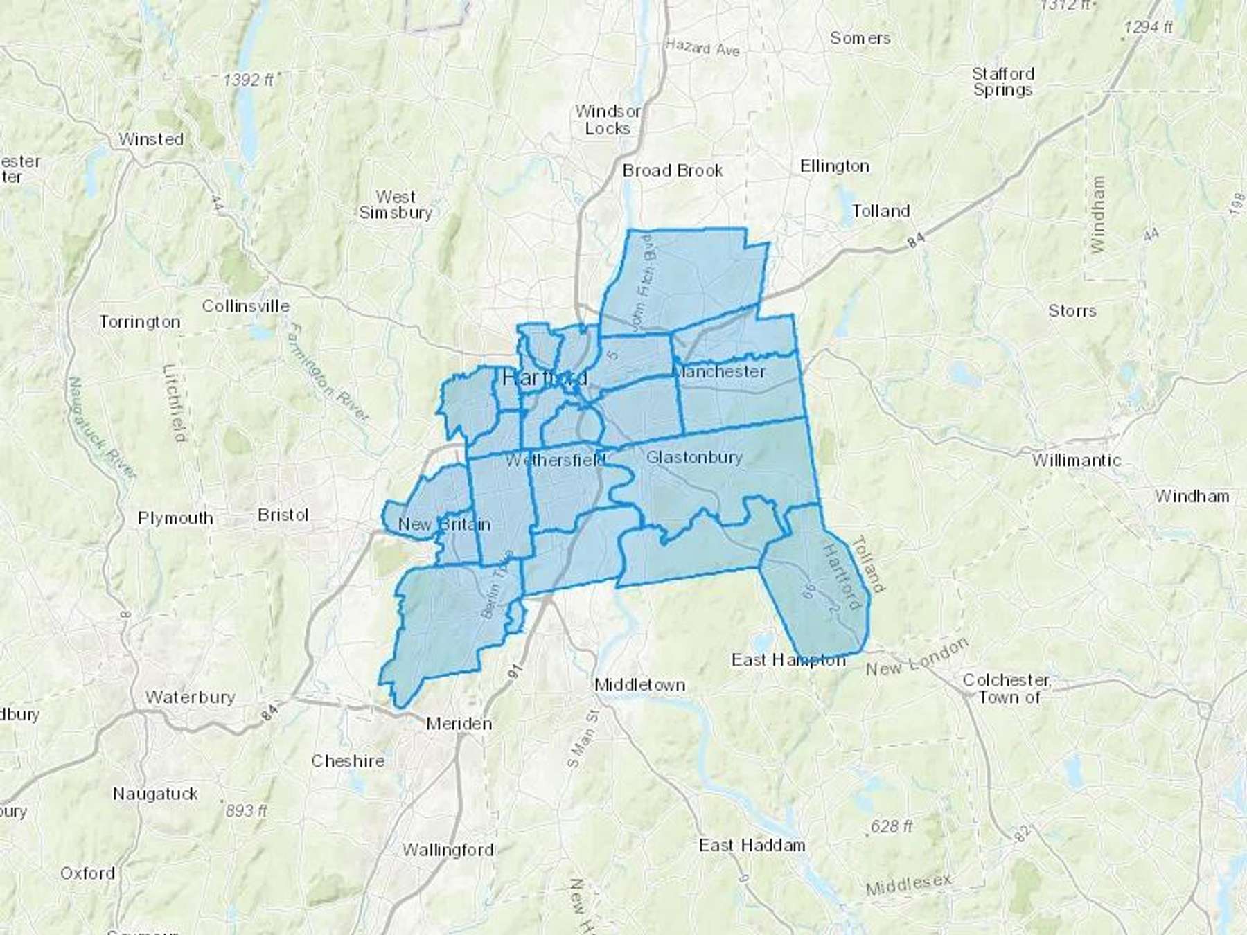 Connecticut Propane & Petroleum Cash Heating Oil Delivery Map Map With The Connecticut Propane & Petroleum Heating Oil Delivery Area Shaded In Blue