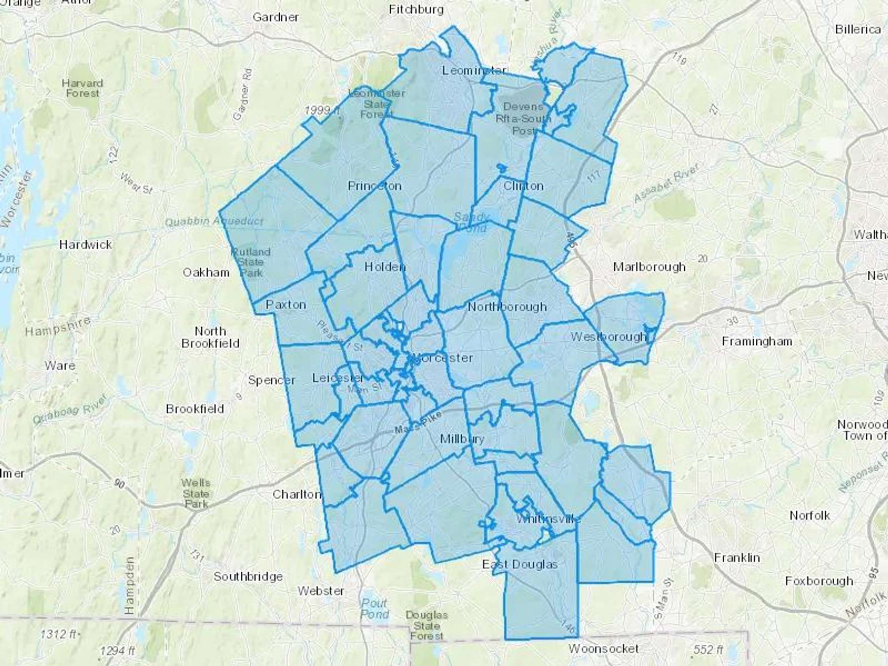 Northboro Oil Co Inc Cash Heating Oil Delivery Map Map With The Northboro Oil Co Inc Heating Oil Delivery Area Shaded In Blue