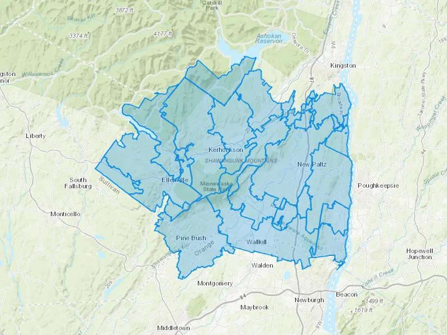 Kimlin Propane Co Inc Cash Heating Oil Delivery Map Map With The Kimlin Propane Co Inc Heating Oil Delivery Area Shaded In Blue