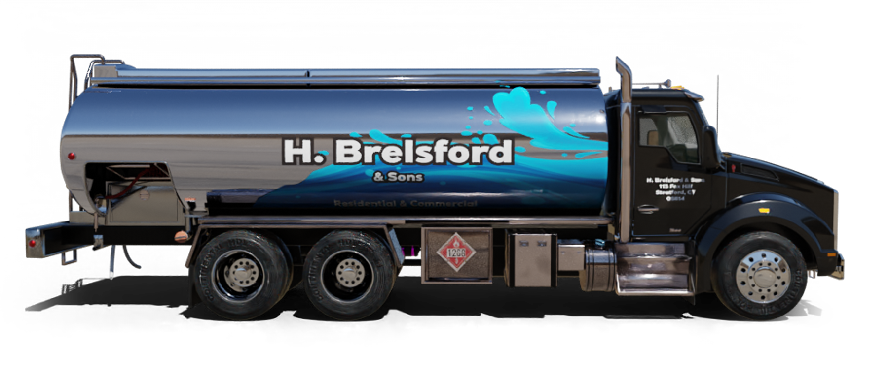 B & H Oil's Heating Oil Truck B & H Oil's Heating Oil Truck parked in front of barbar shop