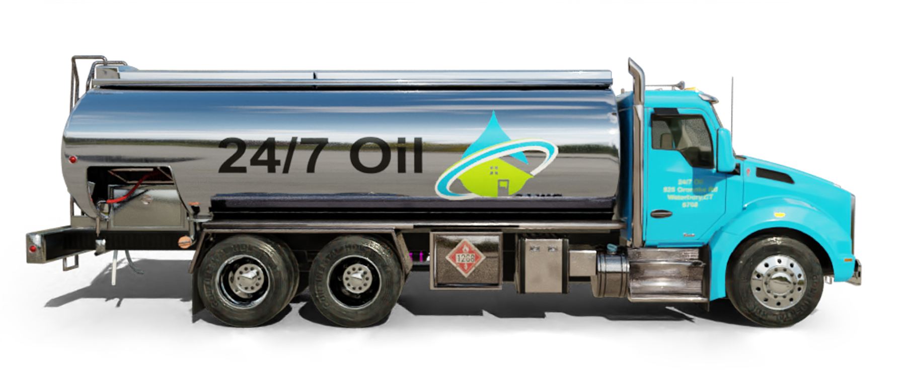 Slomin's Inc Heating Oil Truck Slomin's Inc residential home heating oil truck downtown in Baldwin, Long Island, New York delivering fuel oil.