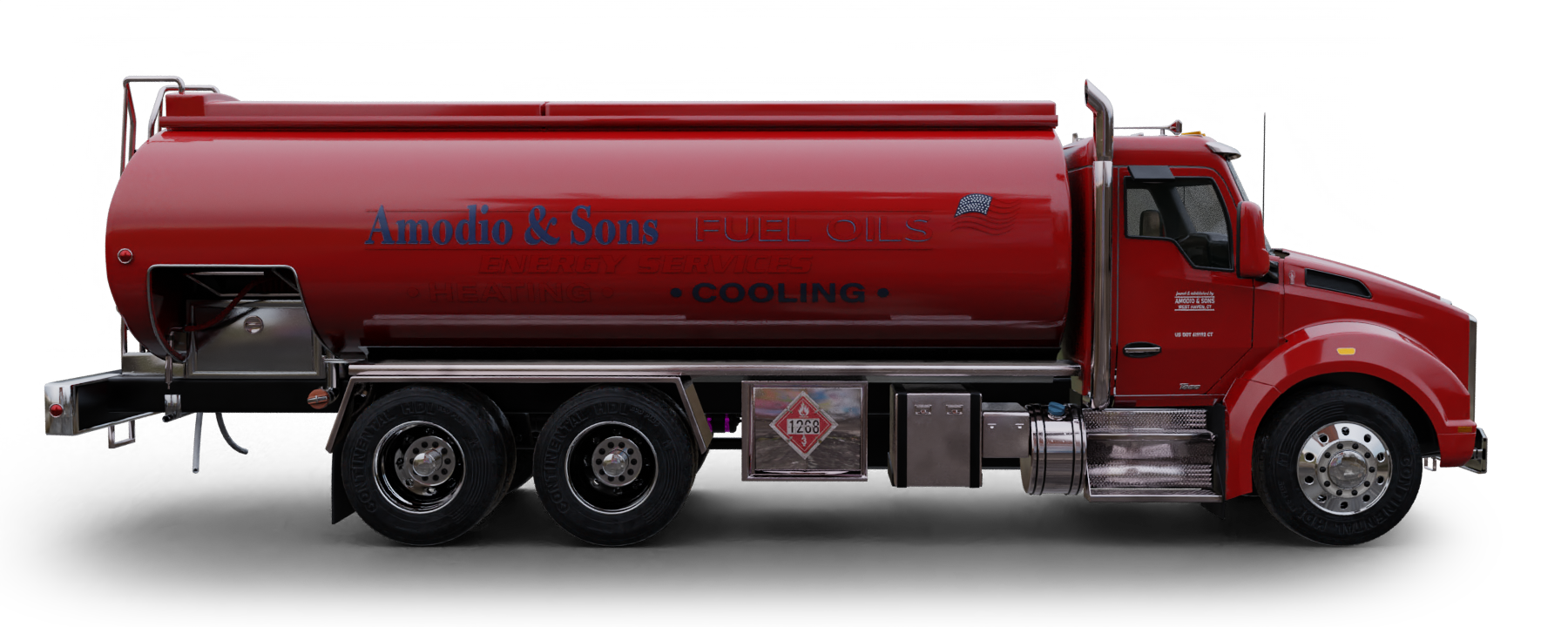 NYC Fuel Service Heating Oil Truck NYC Fuel Service residential home heating oil truck at the intersection of Hull St and Loftus Ave in Oceanside, Long Island, New York delivering fuel oil.