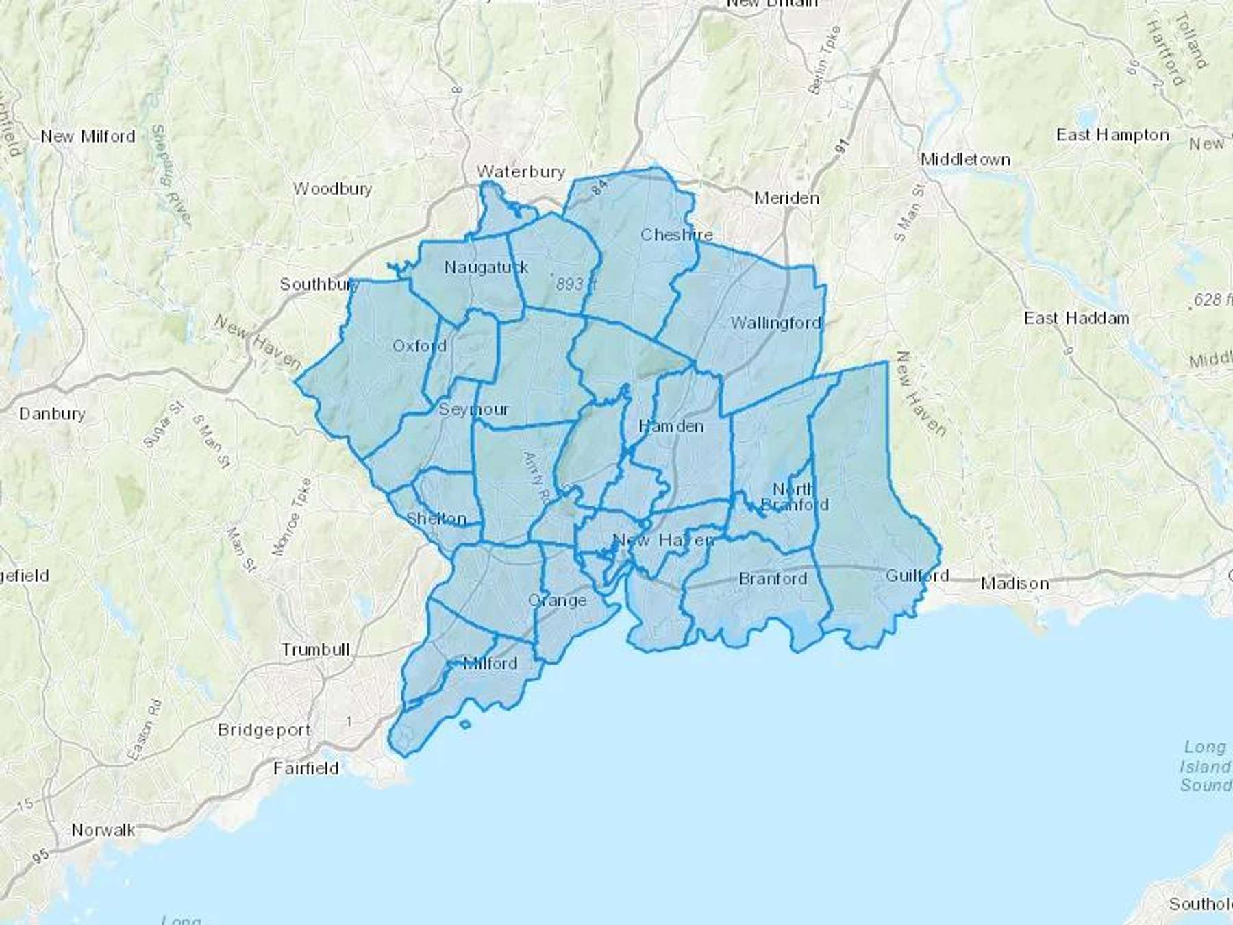Amodio & Sons Fuel Oil Inc Cash Heating Oil Delivery Map Map With The Amodio & Sons Fuel Oil Inc Heating Oil Delivery Area Shaded In Blue