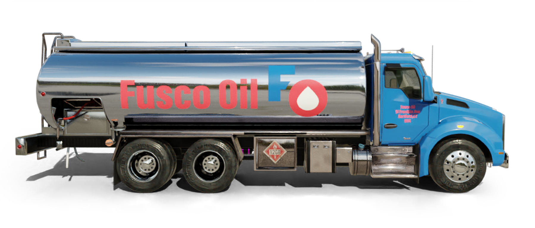 Slomin's Inc Heating Oil Truck Slomin's Inc residential home heating oil truck downtown in Baldwin, Long Island, New York delivering fuel oil.