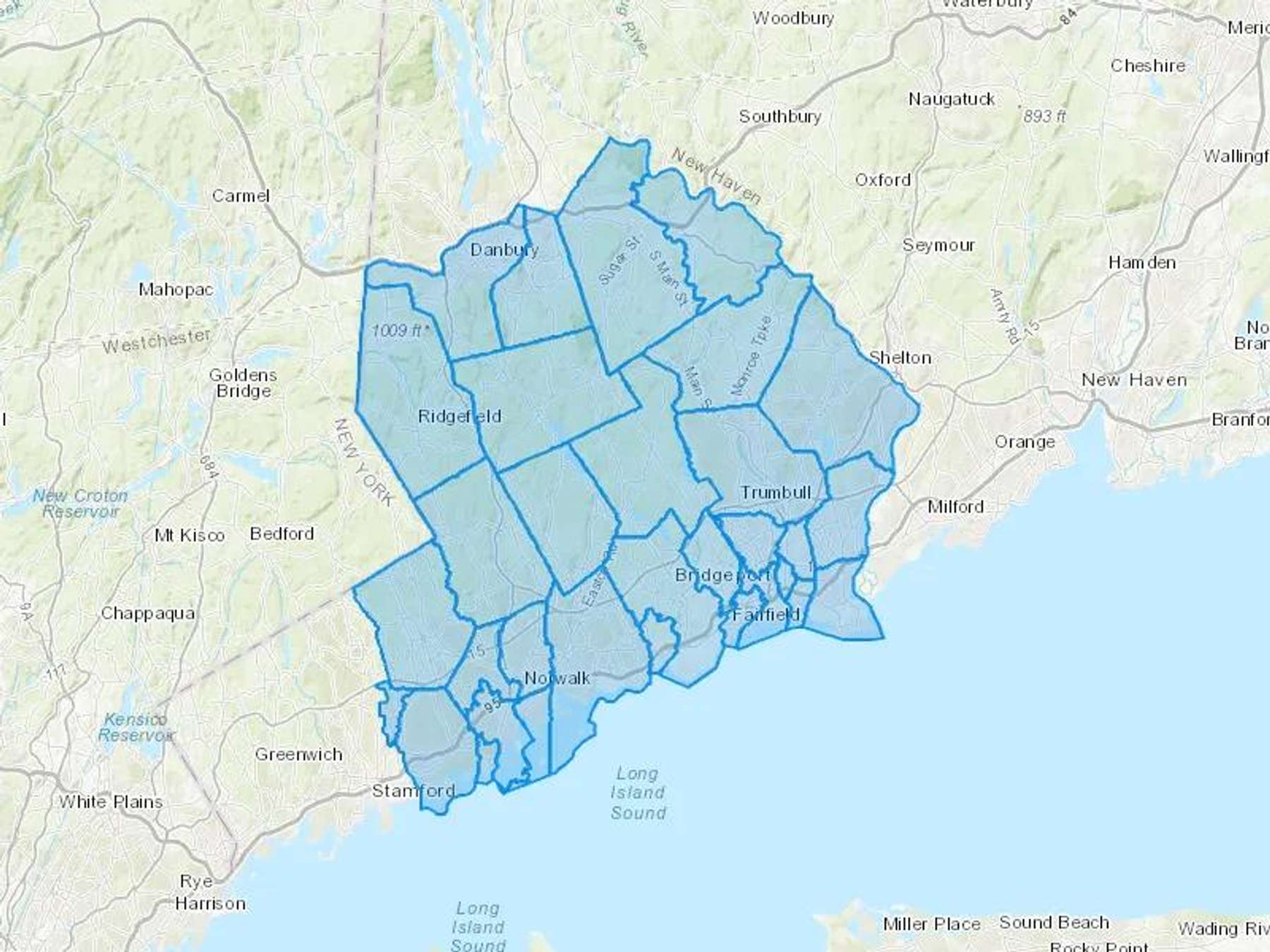 Joe's Fuel Co Inc Cash Heating Oil Delivery Map Map With The Joe's Fuel Co Inc Heating Oil Delivery Area Shaded In Blue