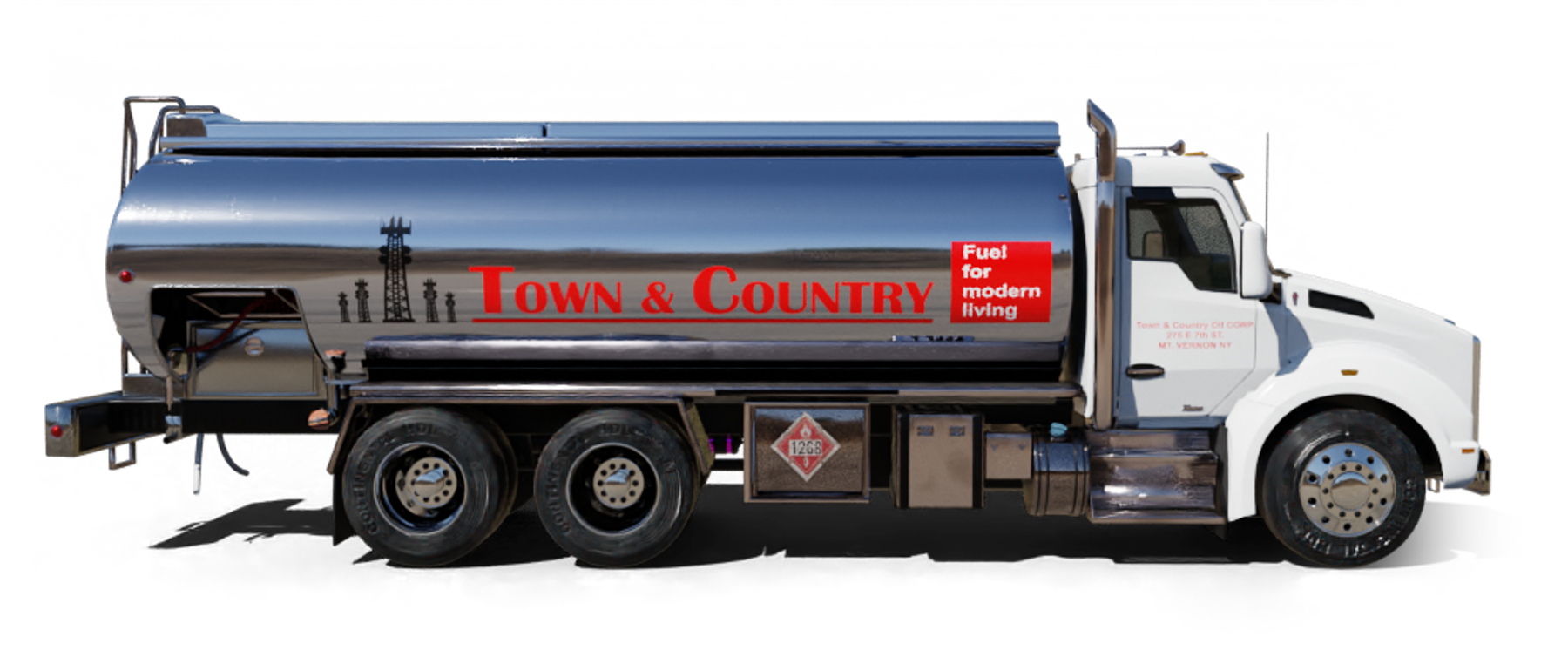 Timms Petroleum Heating Oil Truck Timms Petroleum residential home heating oil truck in front of a memorial in Center Moriches, Long Island, New York delivering fuel oil.