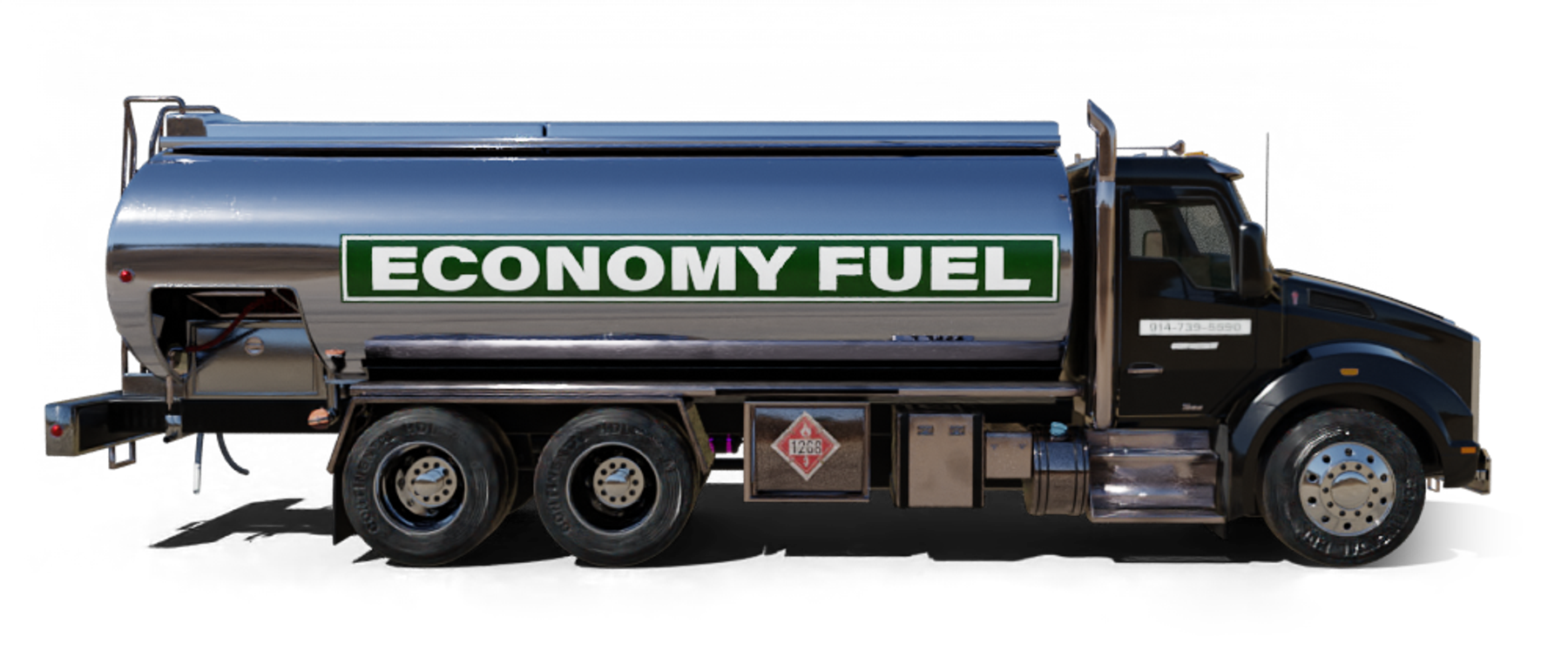 J & R Fuel Heating Oil Truck J & R Fuel residential home heating oil truck parked at the LIRR station with an eastbound train pulling into the station in Central Islip, Long Island, New York delivering fuel oil.