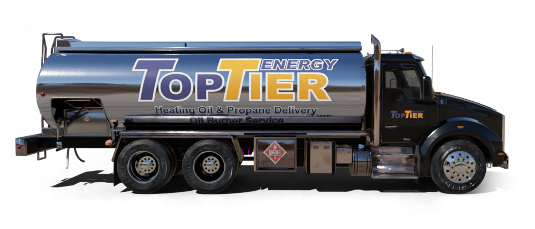 Liberty Fuel & Energy Heating Oil Truck Liberty Fuel & Energy residential home heating oil truck parked in a driveway at sunset in Bay Shore, Long Island, New York delivering fuel oil.