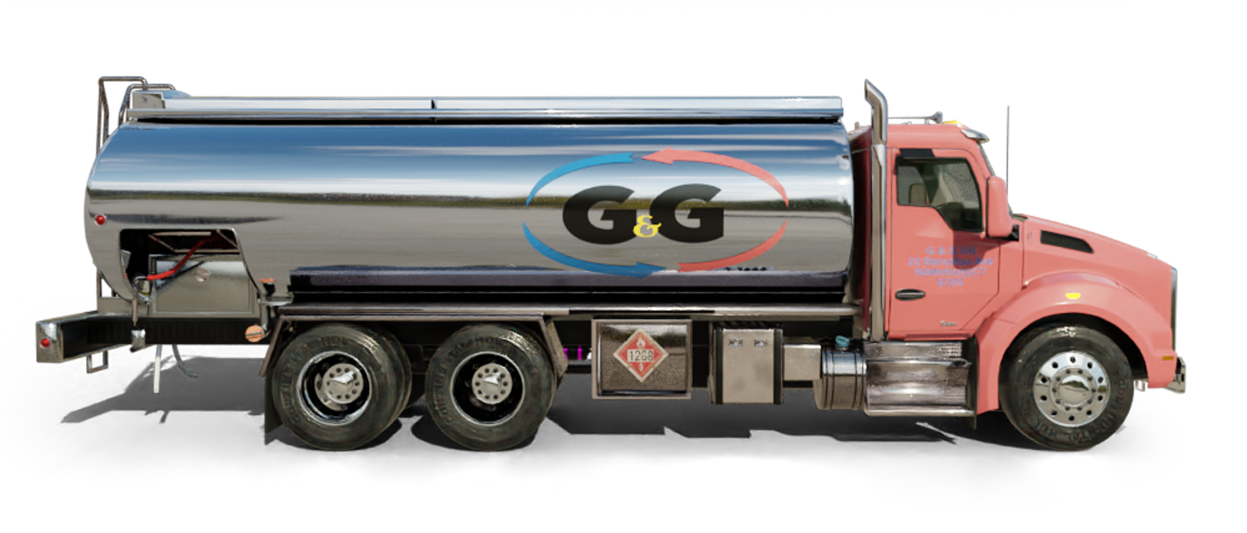 Slomin's Inc Heating Oil Truck Slomin's Inc residential home heating oil truck downtown in Baldwin, Long Island, New York delivering fuel oil.