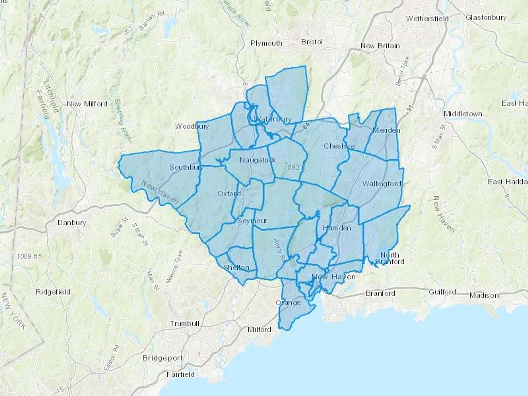 G & G Oil Company Cash Heating Oil Delivery Map Map With The G & G Oil Company Heating Oil Delivery Area Shaded In Blue
