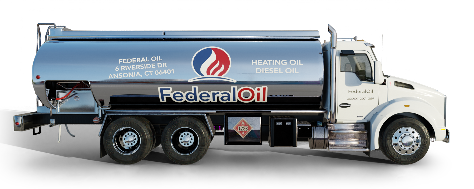 At Your Service Oil Heating Oil Truck At Your Service Oil residential home heating oil truck at the intersection of Grand Avenue and Prospect Street in Baldwin, Long Island, New York delivering fuel oil.