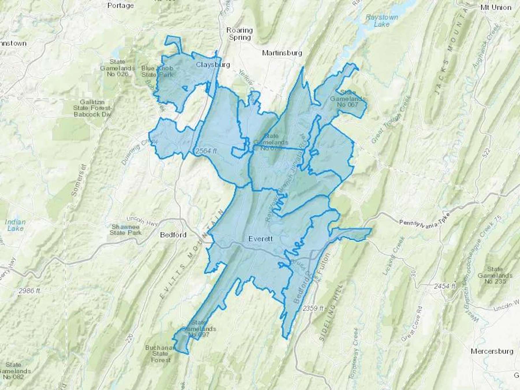 Stoudnour Petroleum Inc Cash Heating Oil Delivery Map Map With The Stoudnour Petroleum Inc Heating Oil Delivery Area Shaded In Blue