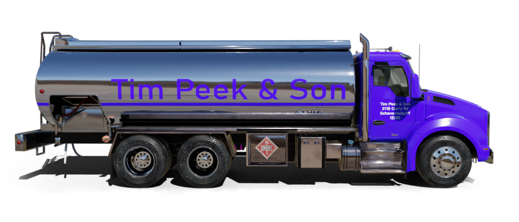 T.L.N. Fuel Heating Oil Truck T.L.N. Fuel residential home heating oil truck next to an eastbound double decker train in Merrick, Long Island, New York delivering fuel oil.