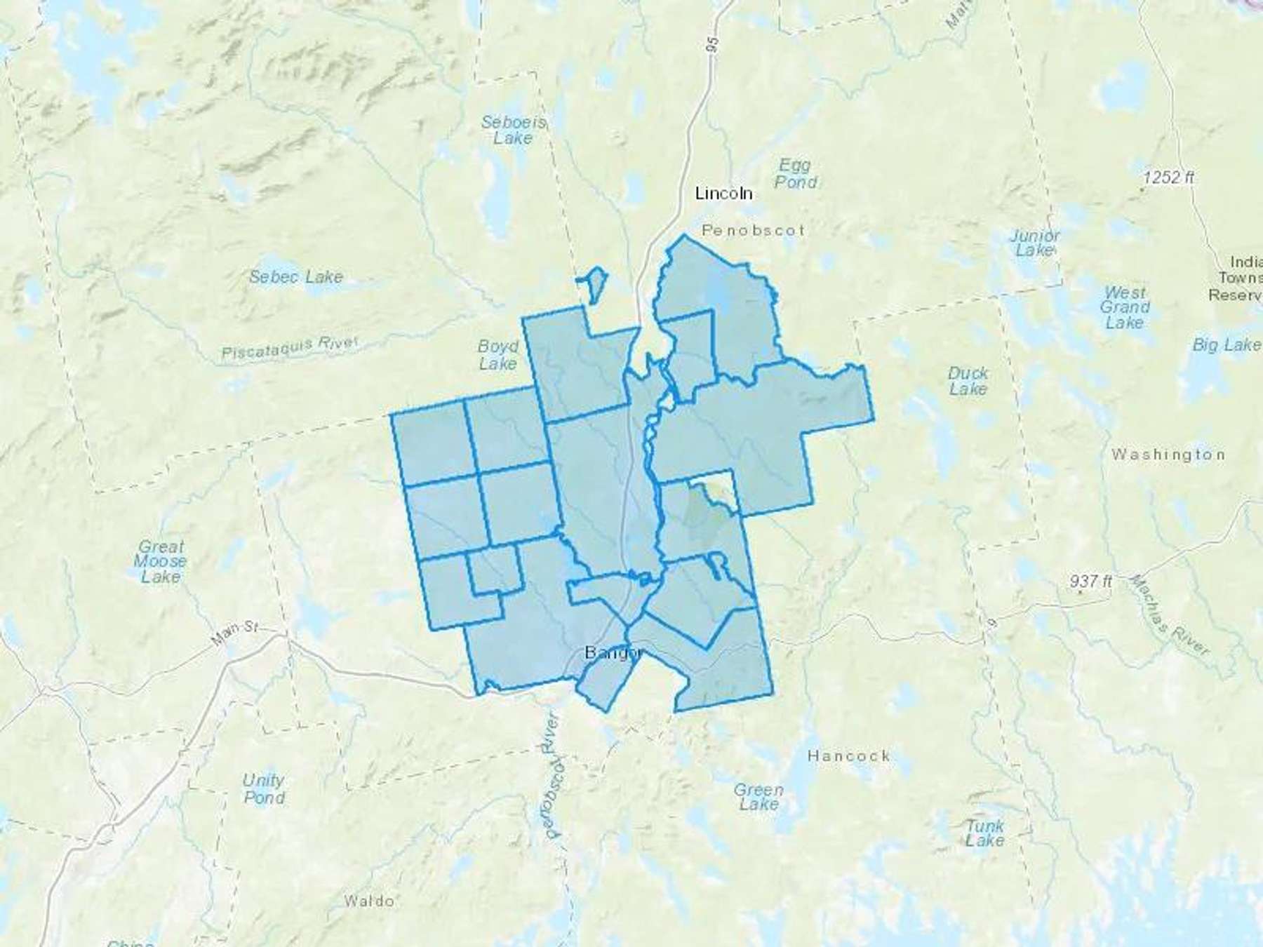 Pushaw Energy Cash Heating Oil Delivery Map Map With The Pushaw Energy Heating Oil Delivery Area Shaded In Blue