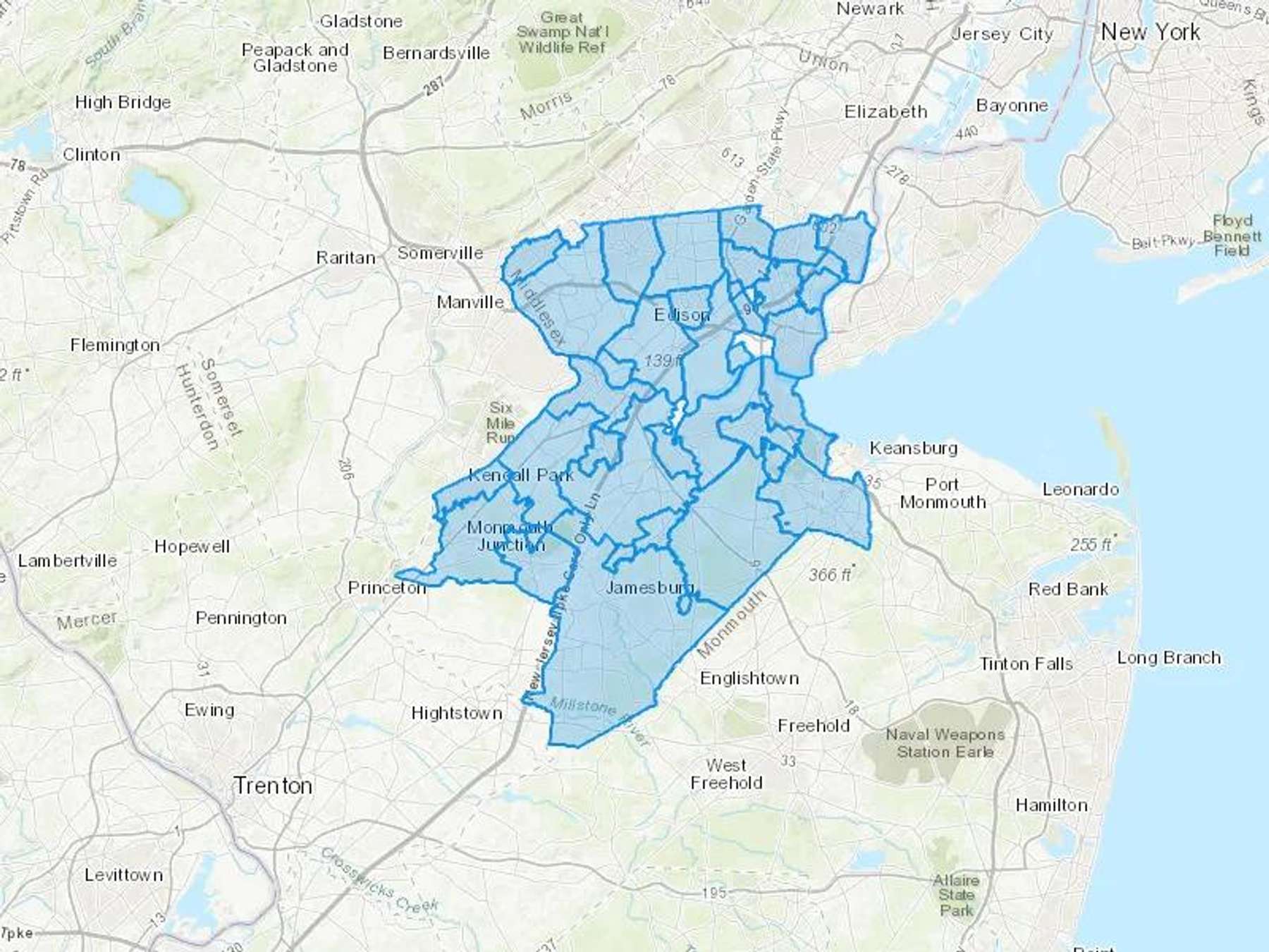 Bacardi Oil Service Cash Heating Oil Delivery Map Map With The Bacardi Oil Service Heating Oil Delivery Area Shaded In Blue