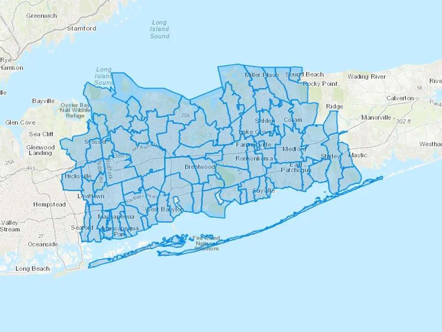 Great River Fuel Oil Co Inc Cash Heating Oil Delivery Map Map With The Great River Fuel Oil Co Inc Heating Oil Delivery Area Shaded In Blue