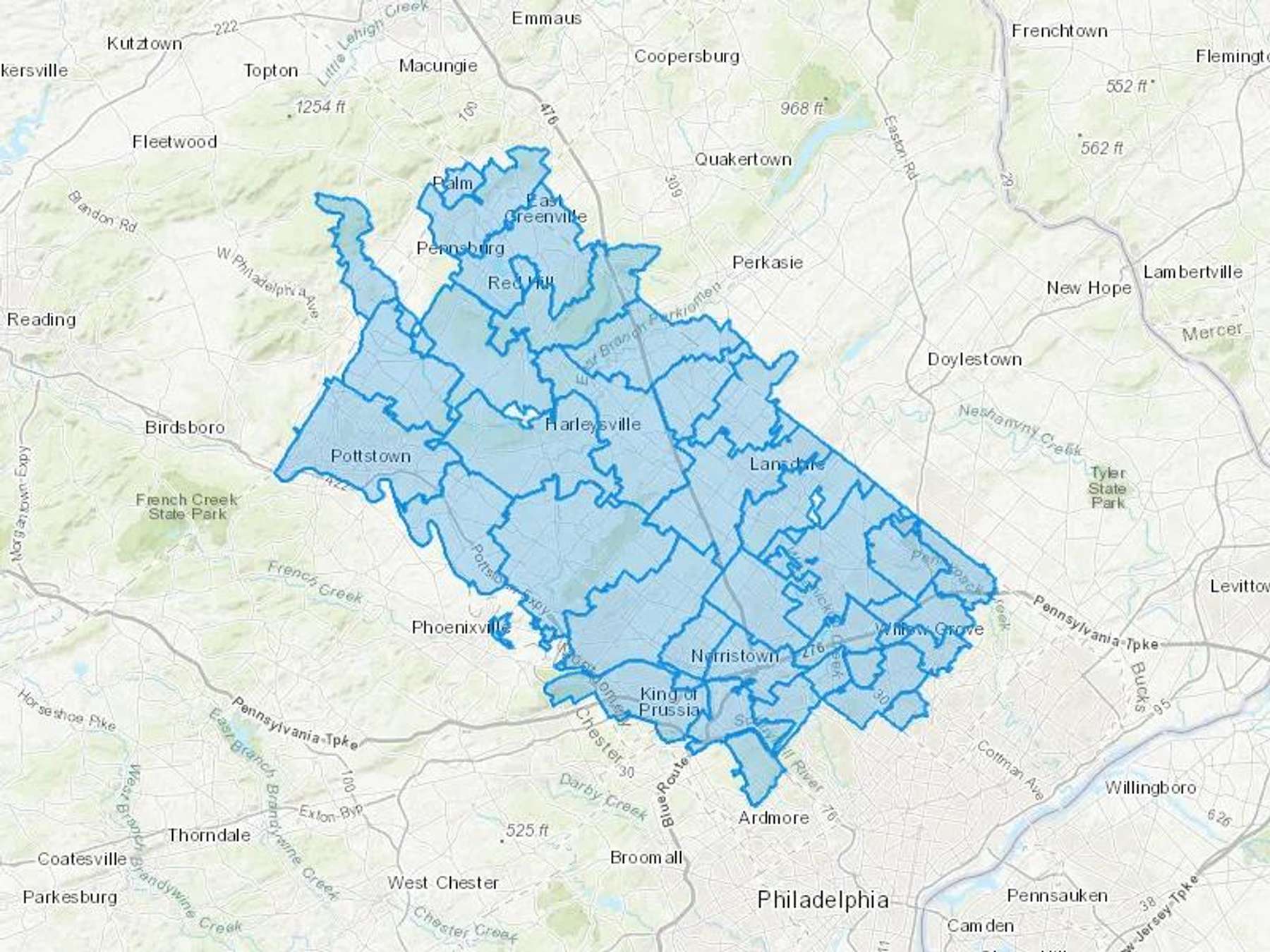 Moyer & Son Inc Cash Heating Oil Delivery Map Map With The Moyer & Son Inc Heating Oil Delivery Area Shaded In Blue
