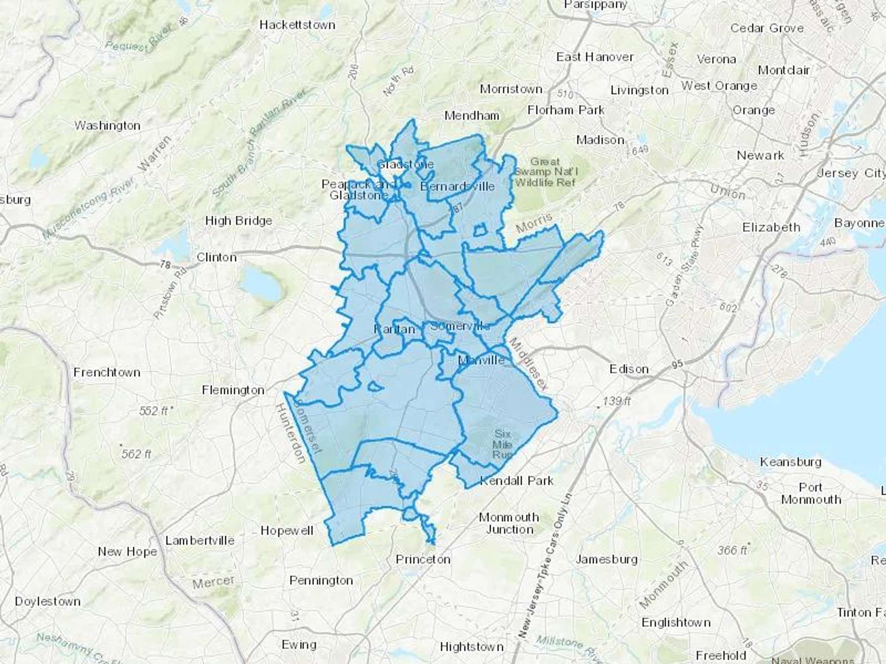 Skylands Energy Service Cash Heating Oil Delivery Map Map With The Skylands Energy Service Heating Oil Delivery Area Shaded In Blue