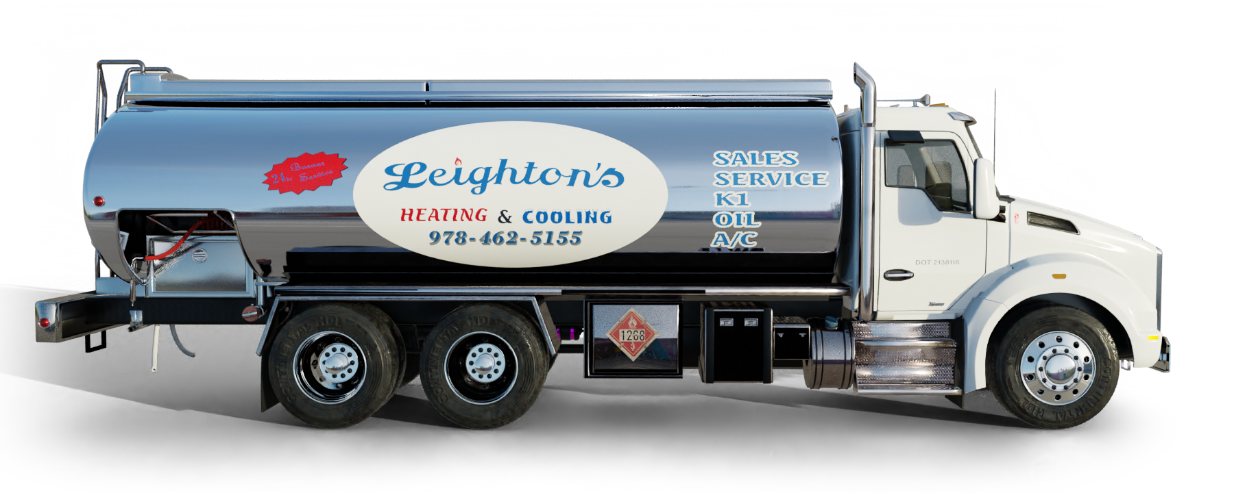 Patriot Petroleum Heating Oil Truck Patriot Petroleum residential home heating oil truck at an itersection with a historic gas station in Yaphank, Long Island, New York delivering fuel oil.