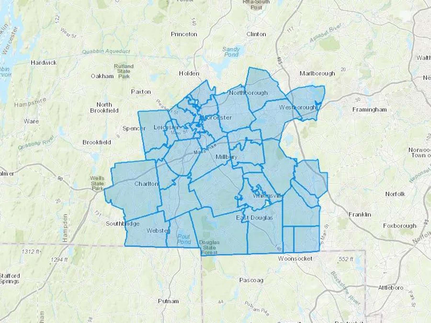 Nydam Oil Co Inc Cash Heating Oil Delivery Map Map With The Nydam Oil Co Inc Heating Oil Delivery Area Shaded In Blue