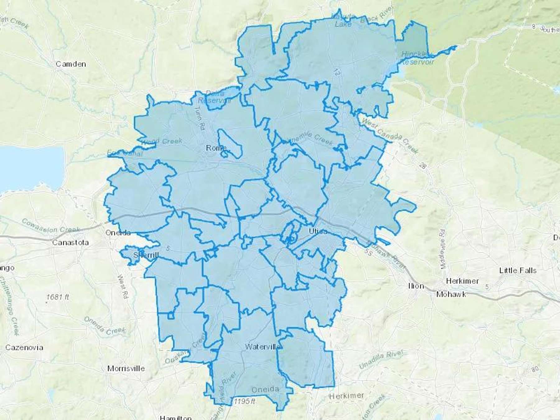 Fred F Collis & Sons Inc Cash Heating Oil Delivery Map Map With The Fred F Collis & Sons Inc Heating Oil Delivery Area Shaded In Blue