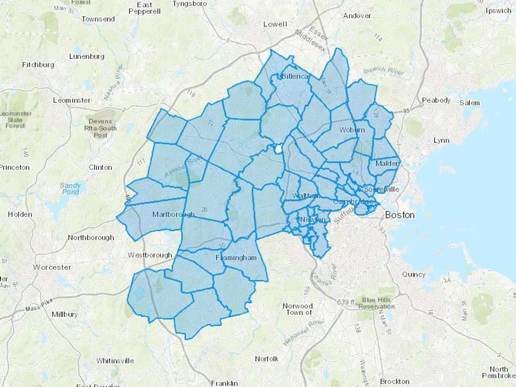Tropic Heat Corp Cash Heating Oil Delivery Map Map With The Tropic Heat Corp Heating Oil Delivery Area Shaded In Blue