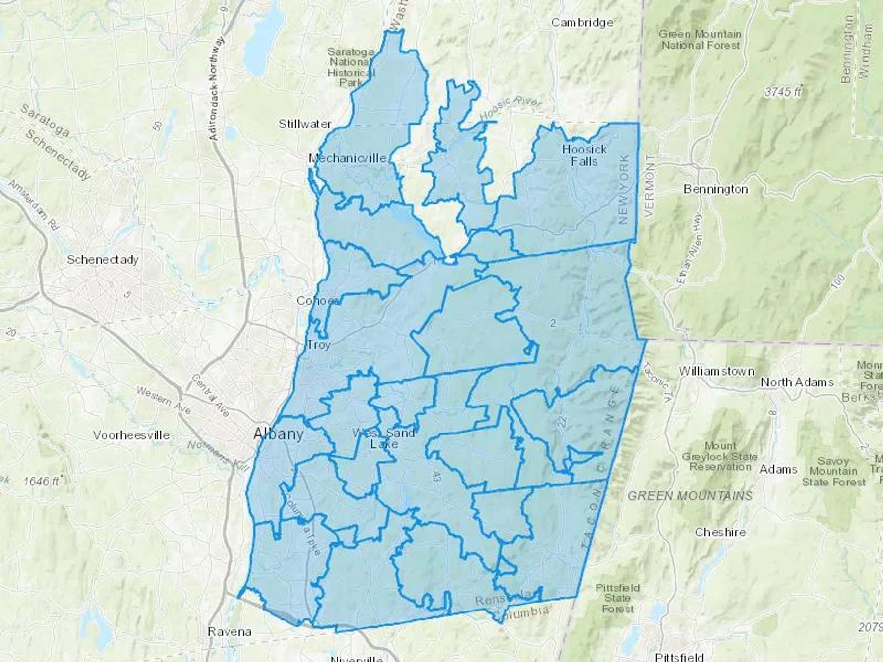 Ray Energy Corp Cash Heating Oil Delivery Map Map With The Ray Energy Corp Heating Oil Delivery Area Shaded In Blue