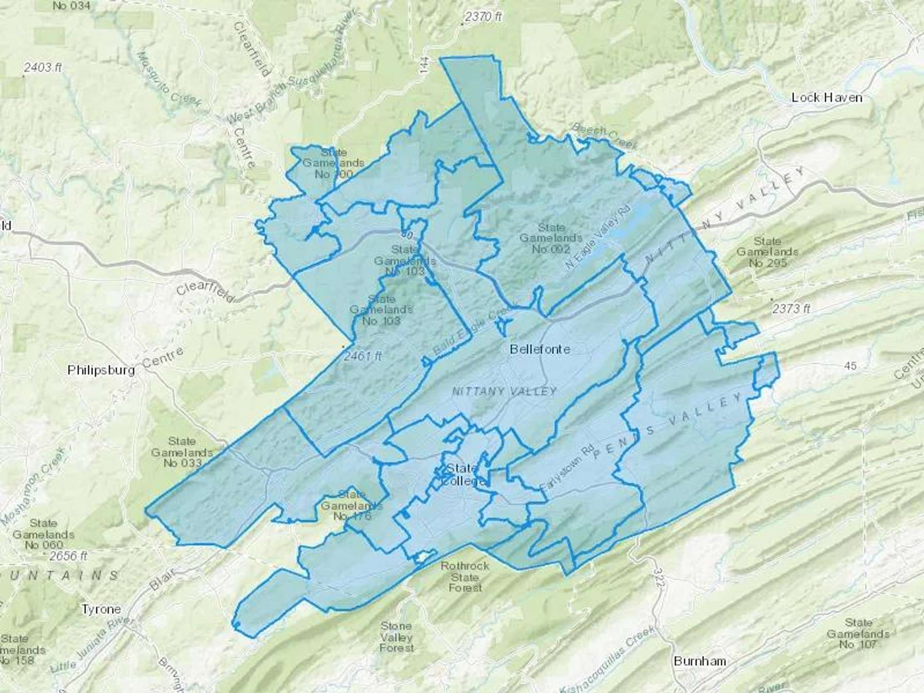 J J Powell Inc Cash Heating Oil Delivery Map Map With The J J Powell Inc Heating Oil Delivery Area Shaded In Blue