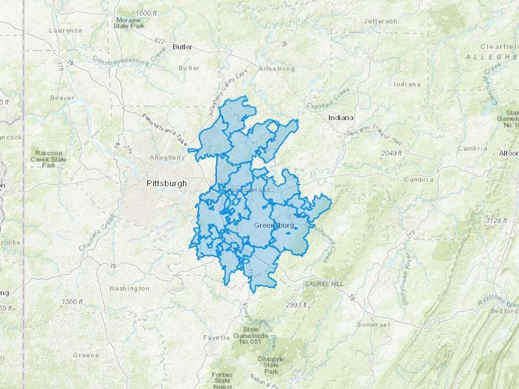 Export Fuel Company Inc Cash Heating Oil Delivery Map Map With The Export Fuel Company Inc Heating Oil Delivery Area Shaded In Blue