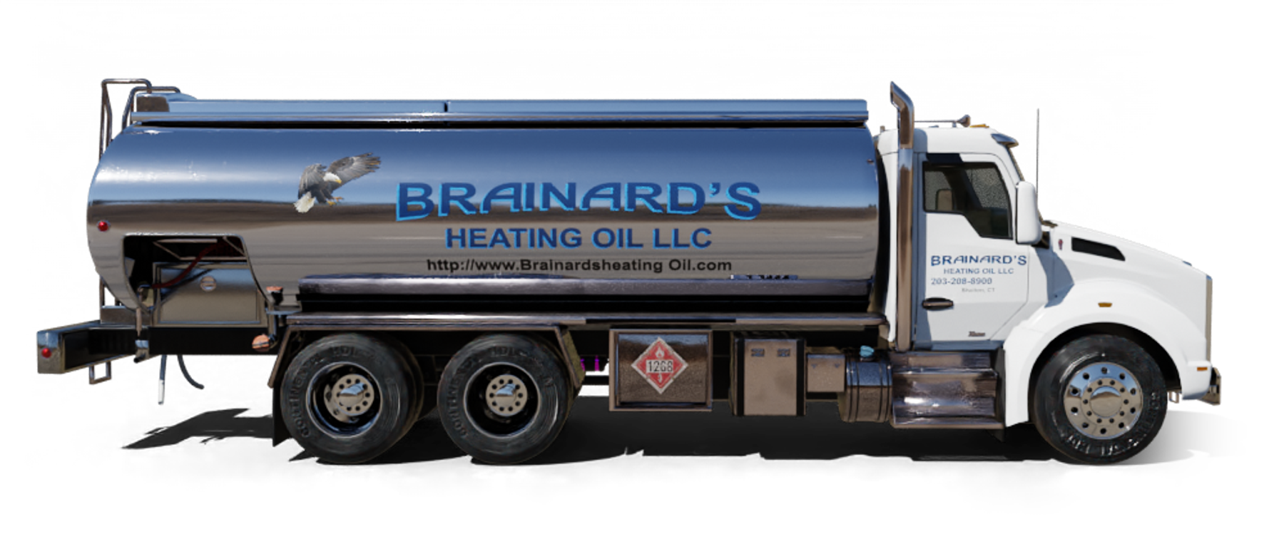 Slomin's Inc Heating Oil Truck Slomin's Inc residential home heating oil truck downtown in Baldwin, Long Island, New York delivering fuel oil.