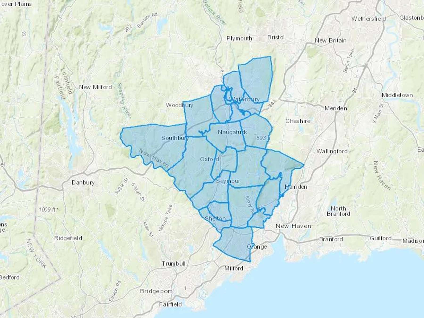 Buddy's Fuel LLC Cash Heating Oil Delivery Map Map With The Buddy's Fuel LLC Heating Oil Delivery Area Shaded In Blue