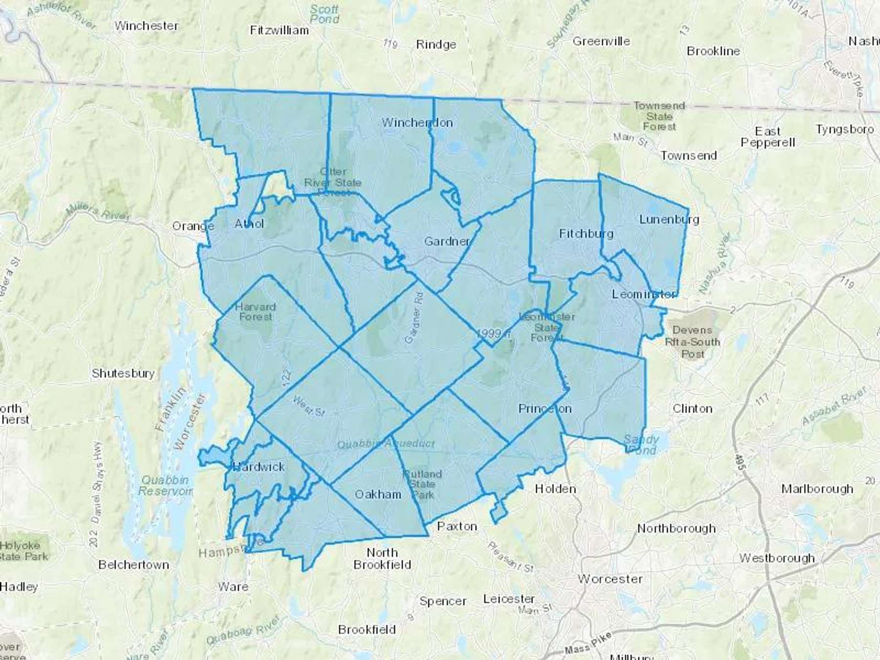Huhtala Oil & Propane Cash Heating Oil Delivery Map Map With The Huhtala Oil & Propane Heating Oil Delivery Area Shaded In Blue