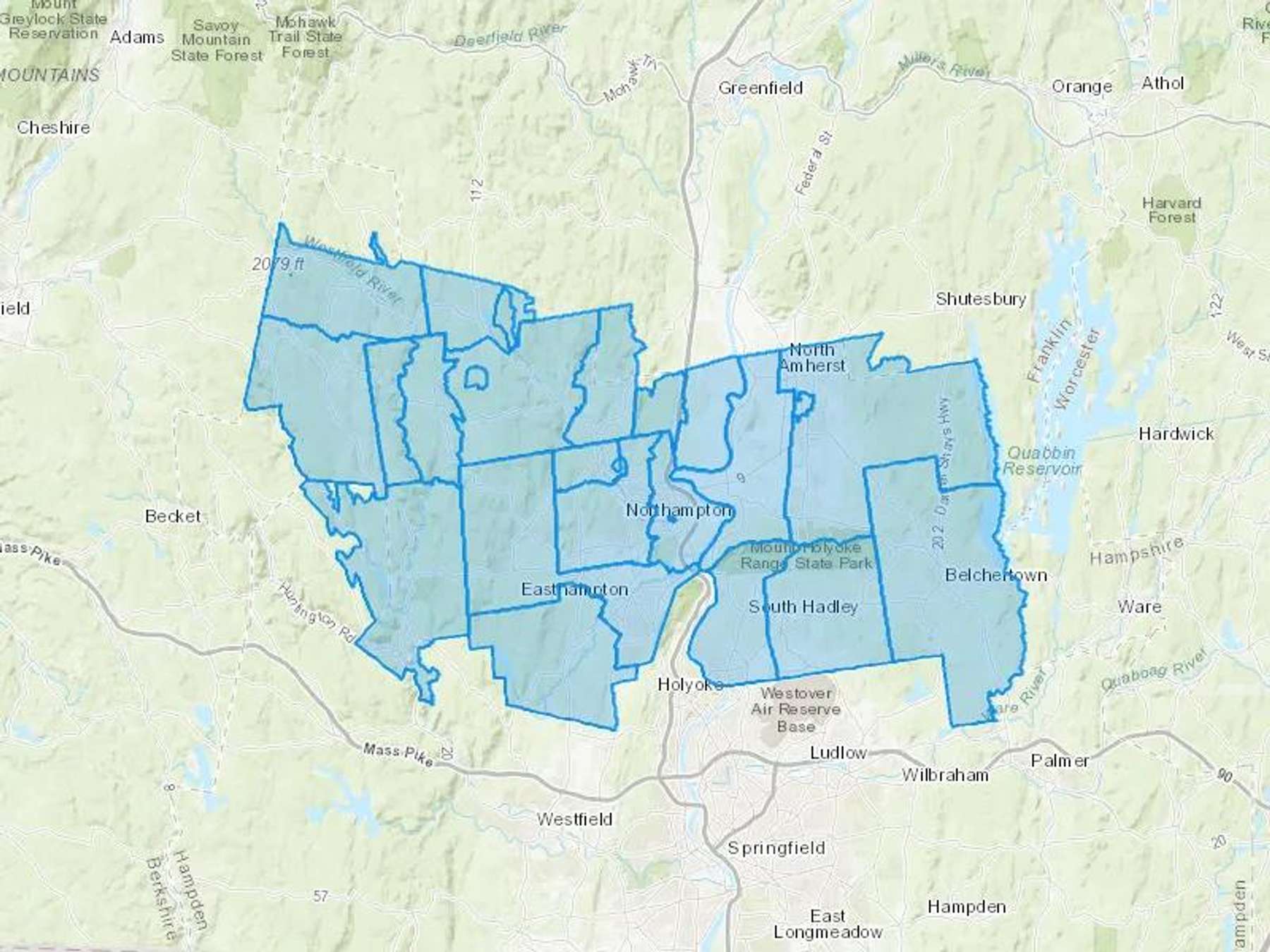 O'Connell Oil Associates Inc Cash Heating Oil Delivery Map Map With The O'Connell Oil Associates Inc Heating Oil Delivery Area Shaded In Blue