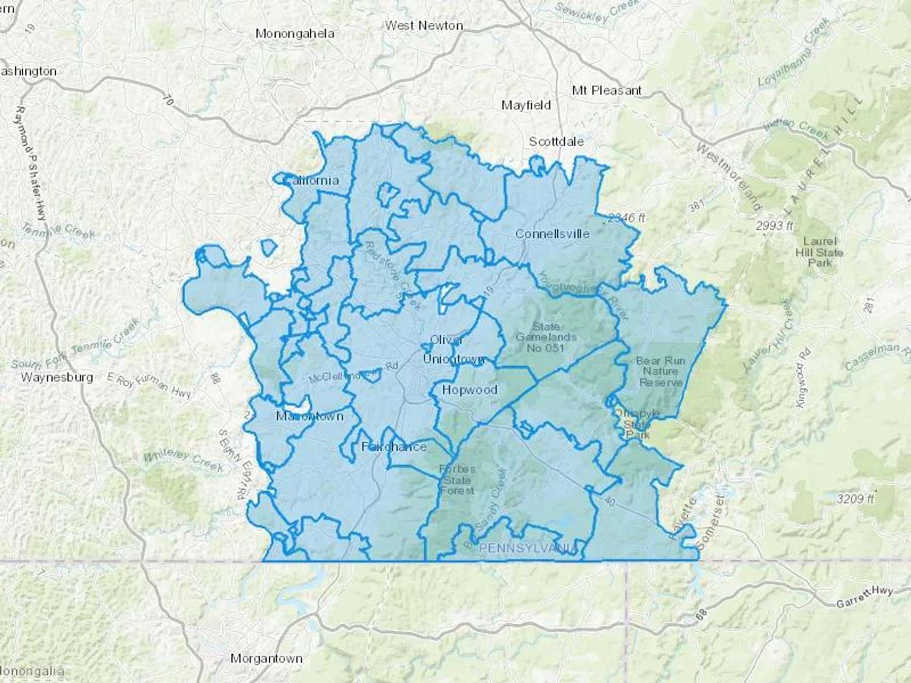 Gnagey Gas & Oil Company Inc Cash Heating Oil Delivery Map Map With The Gnagey Gas & Oil Company Inc Heating Oil Delivery Area Shaded In Blue