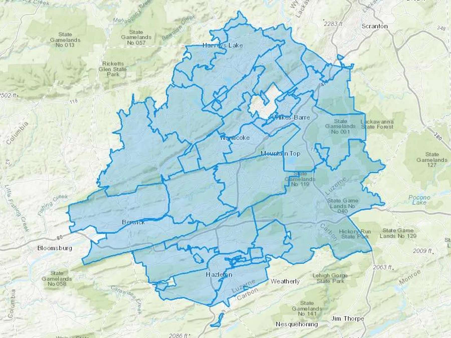 Button Oil Company Inc Cash Heating Oil Delivery Map Map With The Button Oil Company Inc Heating Oil Delivery Area Shaded In Blue